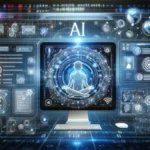 DALL·E 2024 12 27 16.11.58 A Modern Futuristic Web Development Scene Showcasing Artificial Intelligence AI In Action. The Image Features A Website Interface With AI Powered E