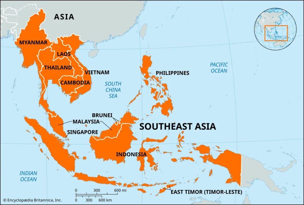 Southeast Asia Cambodia Laos Myanmar Thailand Vietnam Malaysia Singapore Brunei Indonesia Philippines East Timor