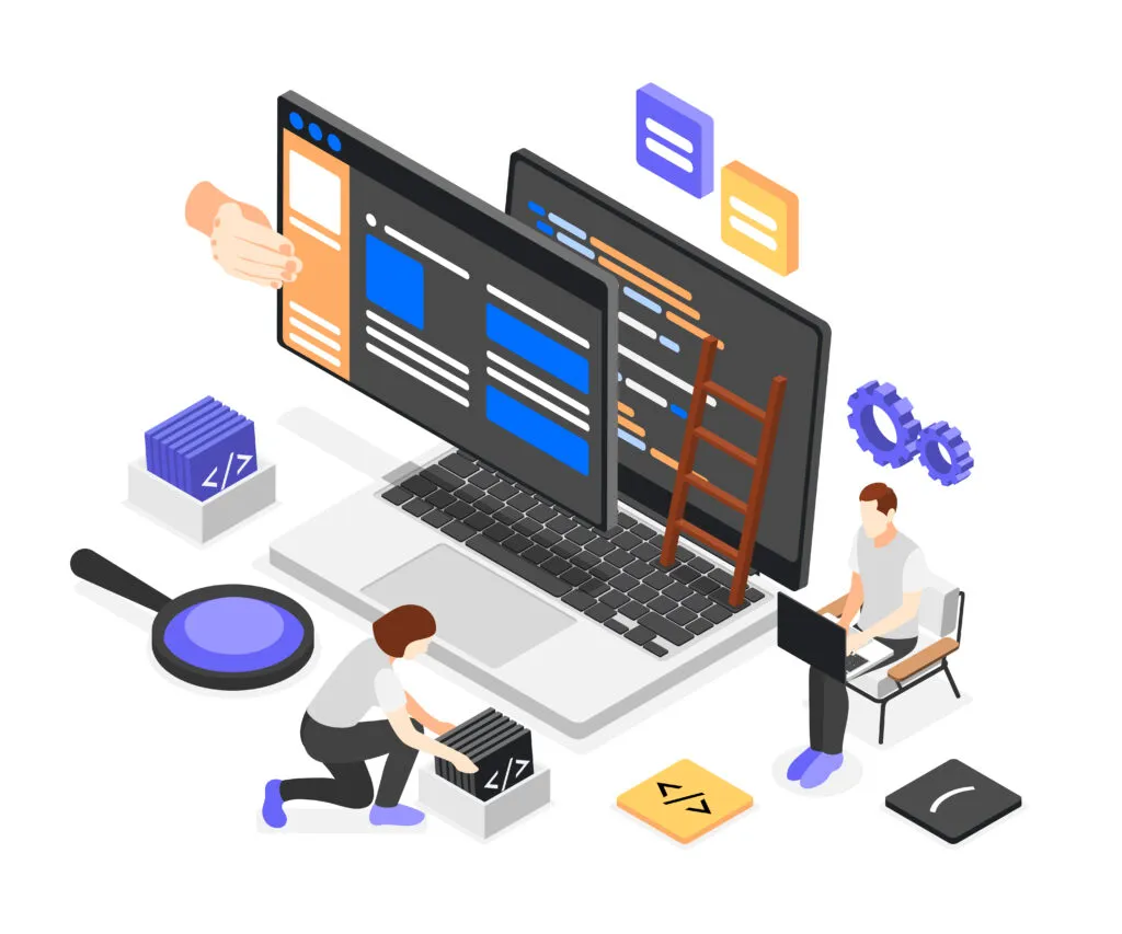 2112.i301.031.S.m004.c13.UI And UX Designers Concepts Isometric Composition